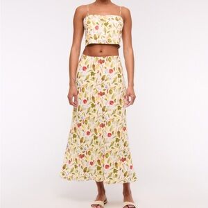 NWT Abercrombie Mid-Rise Linen Blend Maxi Skirt